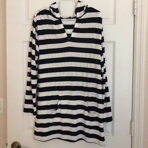 Navy and white striped Swim Coverup